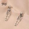 Hypoallergenic Punk Skeleton Jewelry 2Pcs Earrings for Women, Gothic Alloy Drop Earrings, Trendy Grunge Style Skull Dangle Halloween Party &