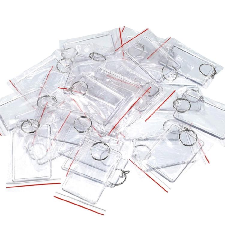Rectangle Shapes Plastic Keychain Picture Frame Keyring with Split Rings