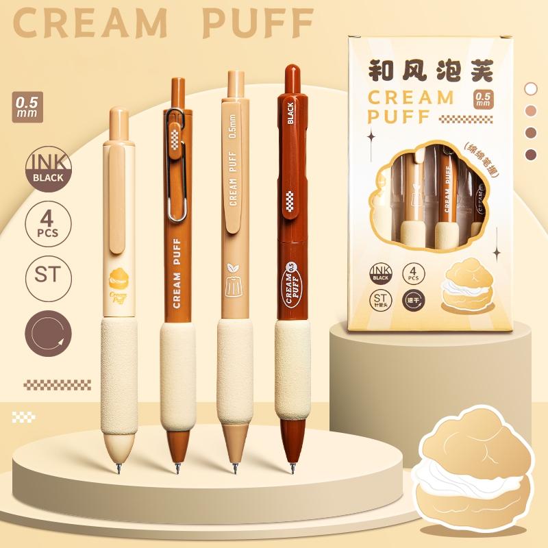 

Набор из 4 гелевых ручек Fresh Air, мягкие держащие шариковые ручки диаметром 0,5 мм, черные чернила для письма