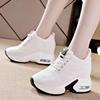 Sports Casual Shoes Women's Hollow Breathable Lace-up Round Toe Air Cushion Wedge Heel Thick-soled Net Shoes