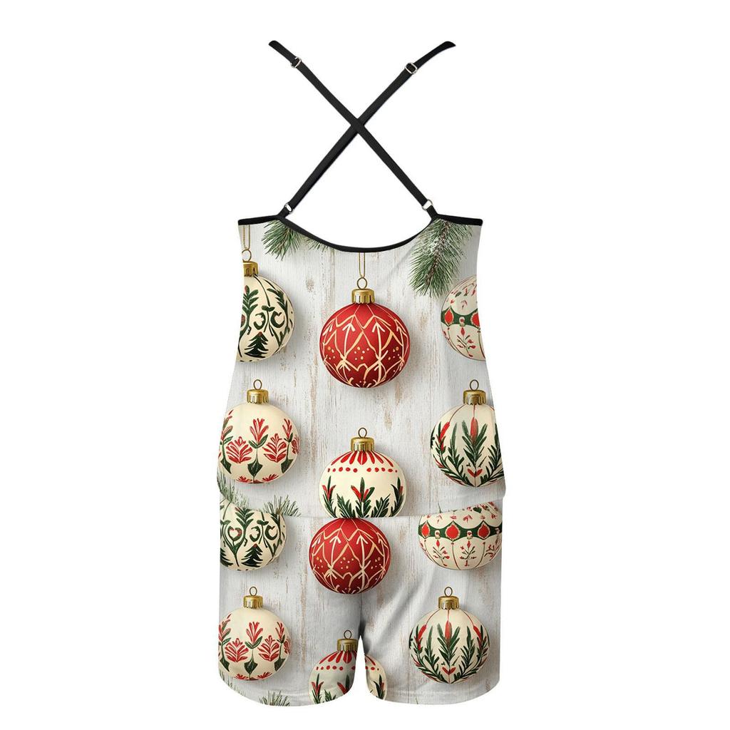 2024 Women's Christmas Print Sleeveless Top & Shorts Pajama Set