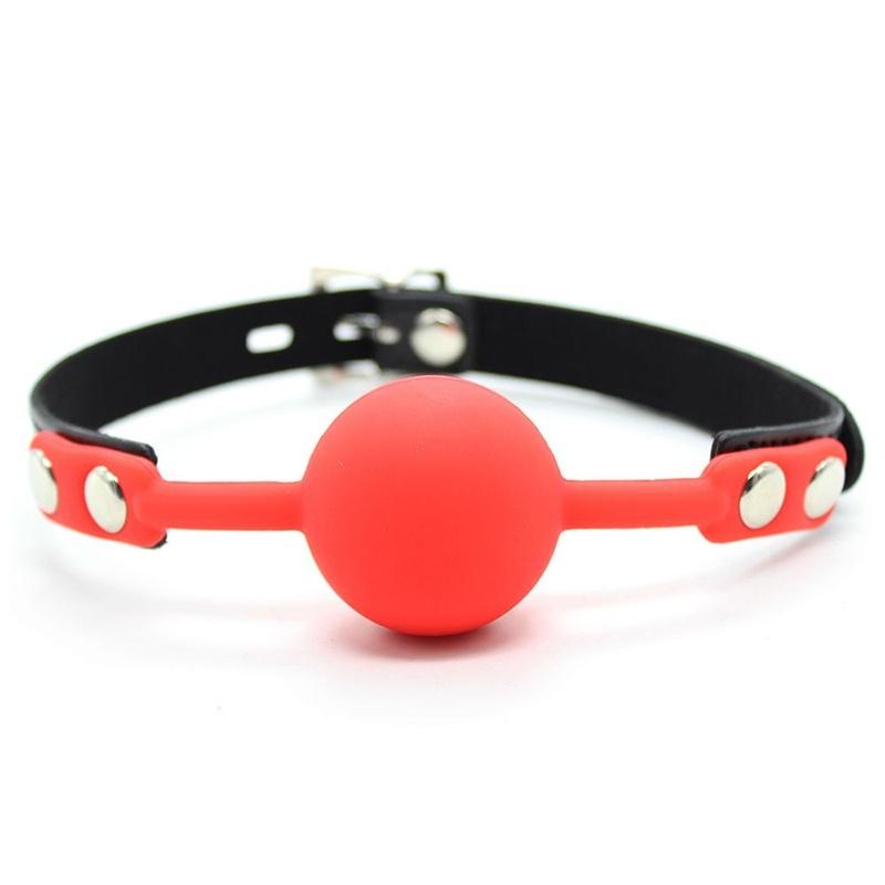 PU Leather Erotic Toy Silicone Ball Gag Open Mouth Gag Adult Game For Couple BS