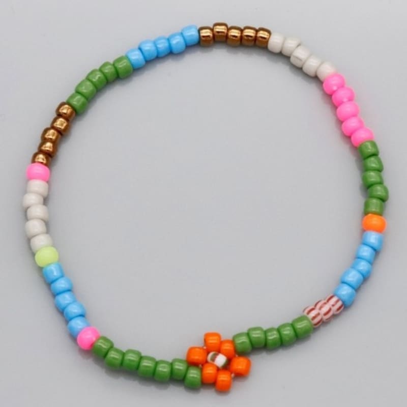 BONBEAU Soft Color Flower Beads Mix Bracelet Layered Flower Bead Bracelet 3 Colors