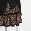 Women's Leopard Print Two-Piece Set: Top with High-Waisted Flare Mini Skirt for Autumn/Winter