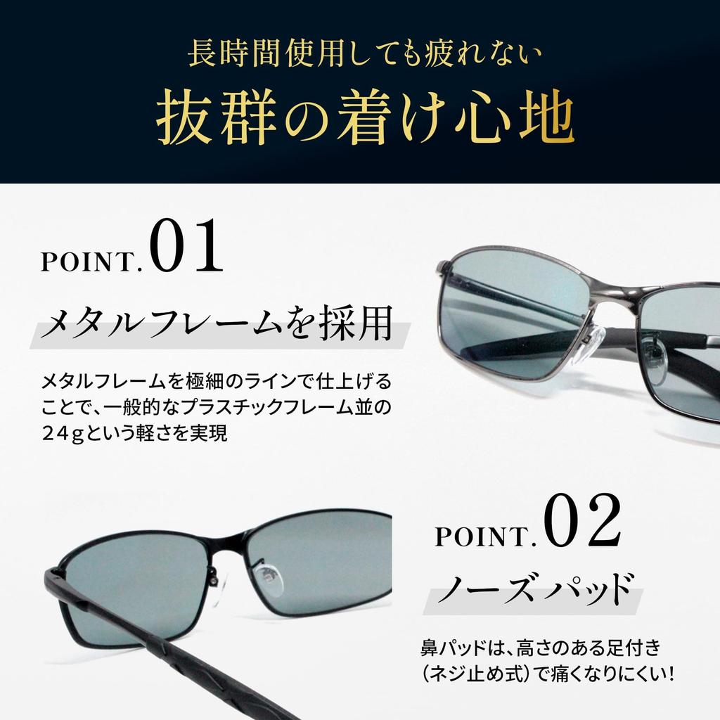 Bokenoh Polarized Sunglasses for and Metal Cool Face Black Men's Fishing, Sports, Driving, More. [Sabae Planning/Ultra-Lightweight Frame] CF-FB10-GR15