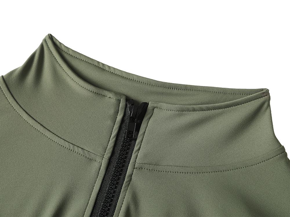 Stand-Collar Slim-Fit Fingerless Yoga Jacket - Long-Sleeve, Elastic, Zippered Running Wear