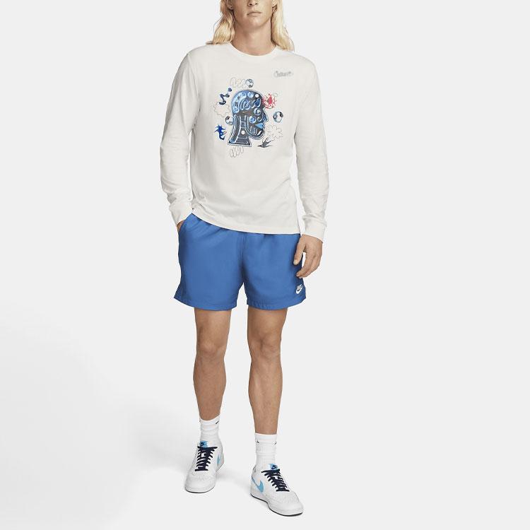 Nike Graphic Print Pullover Crew Neck Long Sleeve T-Shirt Men Tops Beige DZ2838-030