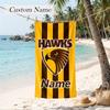 Hawthorn Hawks  Custom Name Printed Beach Towel Personalized Soft Towel For Swimming Beach Travel