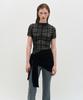 Kimjisu Plaid Smocking T-Shirt _ Black