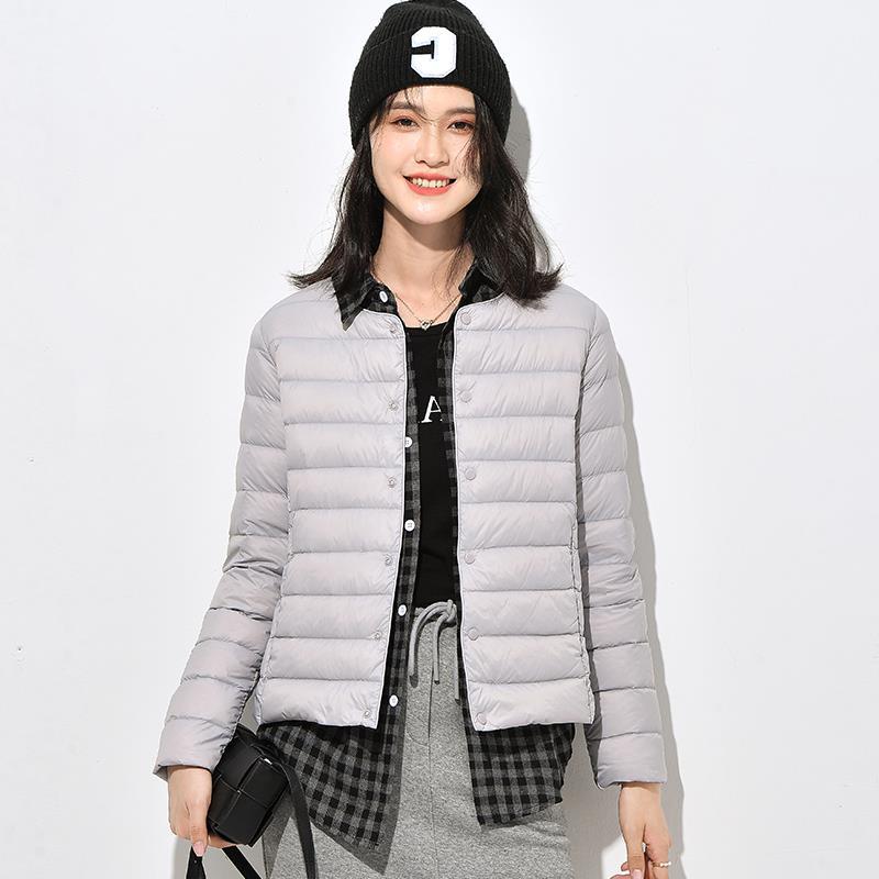 White duck down light down jacket women's winter new slim-fit warm short jacket round neck V-neck inner and outer wear liner