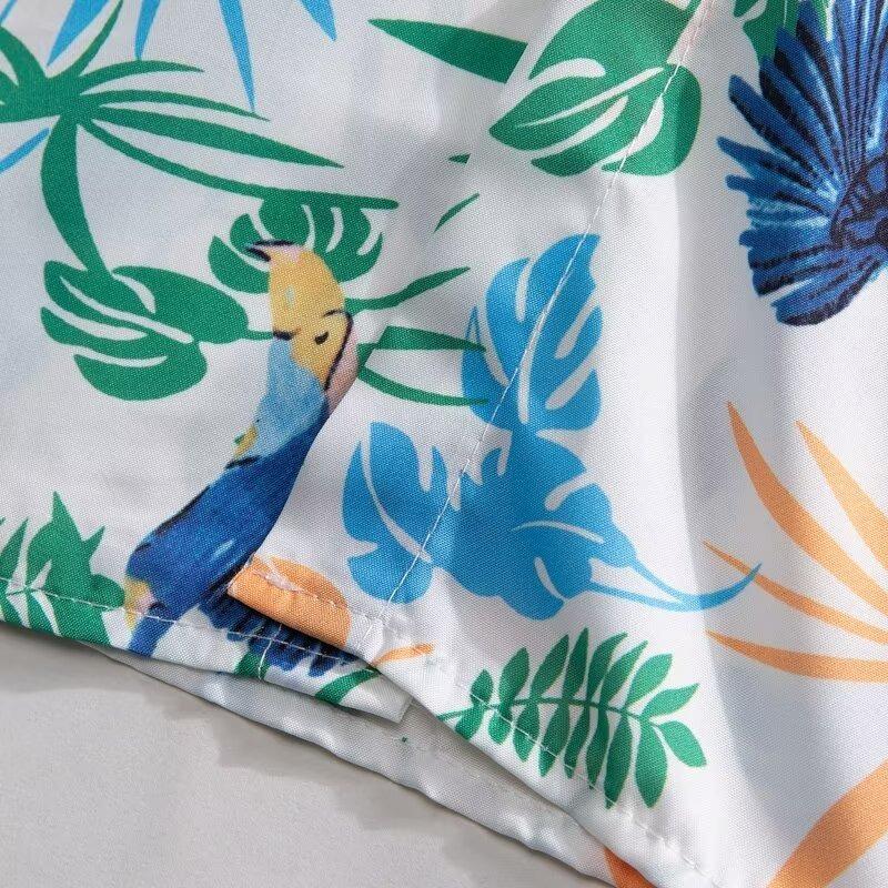 Men's Hawaiian Print Short-Sleeved Shirt and Shorts - Trendy, Loose-Fit, Plus-Size Beachwear, Summer Hong Kong Style
