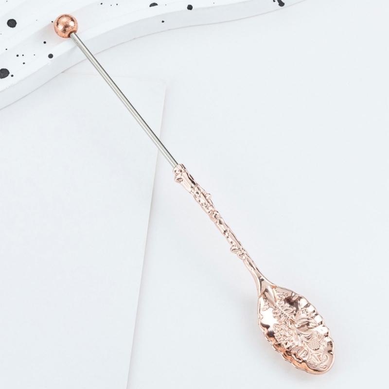 Beaded Coffee Spoon For Dessert And Beverage Long Handle Metal Spoon For Deep Cups DIY Art Design Kitchen Tool