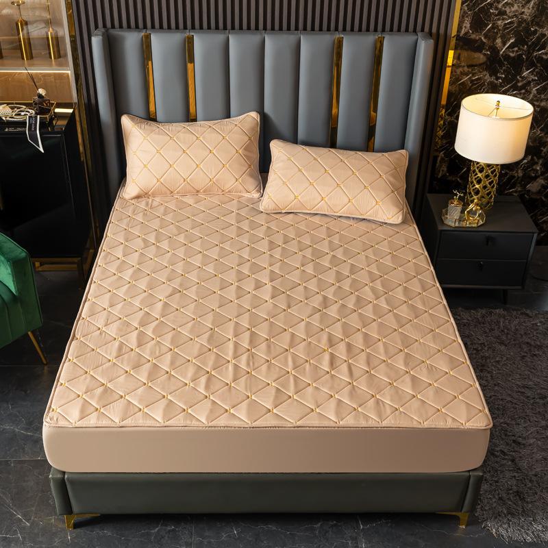 

3 шт. бавовняної постільної білизни, вишита побутова наволочка, однотонне потовщене простирадло, наматрацник 200x220cm хакі