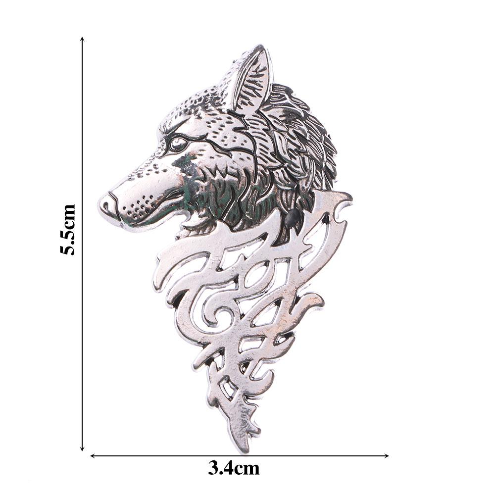 Nordic Lovely Metal Shirt Accessory Bronze Suit Accessory Black Lapel Pin Wolf Head Badge Brooch