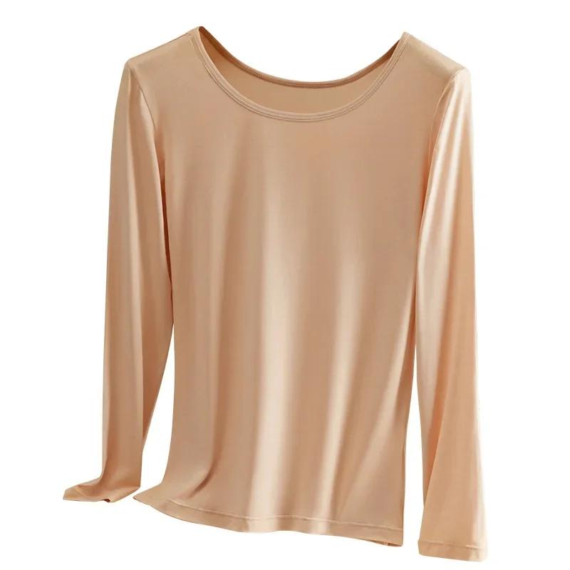Women's Modal Long Sleeve Round Neck Top – Thin Autumn/Winter Sweater, Large Size