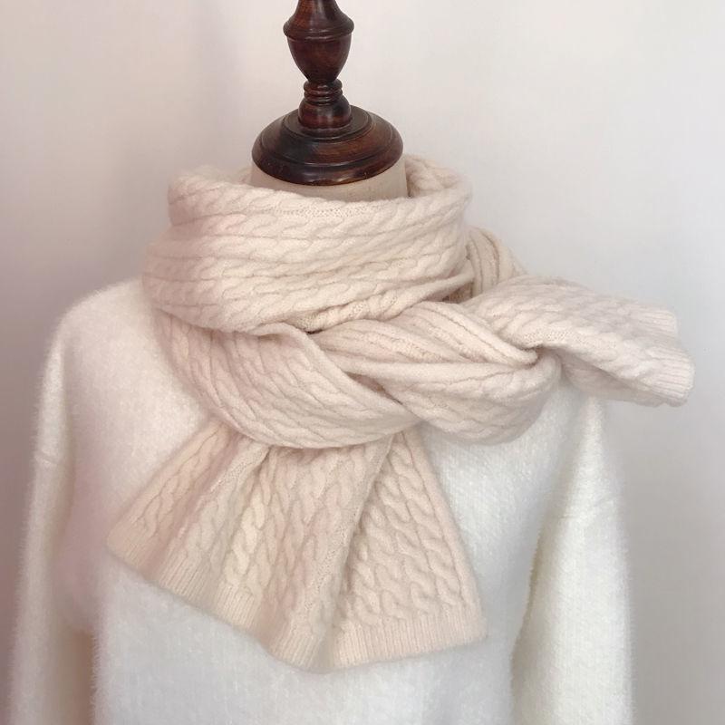 Women's Autumn Winter Korean Style Versatile Couple Student Knitted Scarf Men's Winter Warm Solid Color Twist Popular Neck Warmer