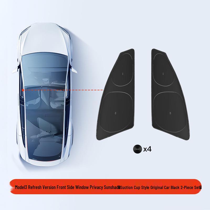 Tesla Model 3/Y Camping Privacy Sunshade with Suction Cups - Opaque, Anti-Peeping Side Panel