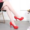 High Heel Women's 2026 New Korean Edition Thin Heel Shallow Mouth Round Toe Low Top Shoes Waterproof Platform Large Heel Shoes