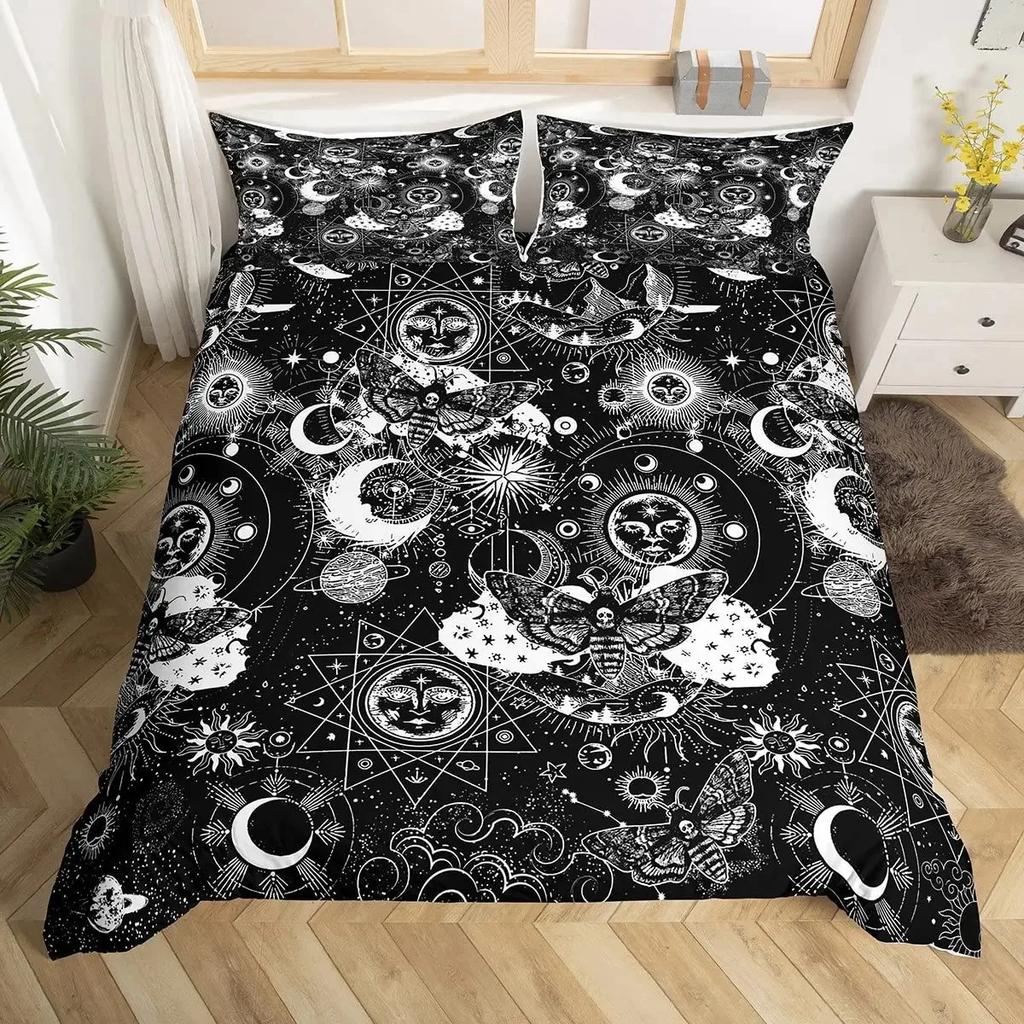 Rainbow Cat Butterfly Duvet Cover Set King,Watercolor Tie Dye Planet Galaxy Outer Space Bedding Set Shiny Golden Glitter Bed Set