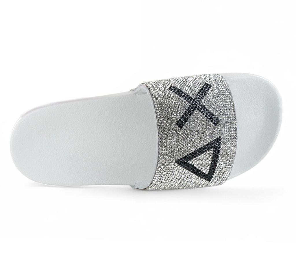 SUN68 Slippers LOGO STRASS - Damen Sandalen Pantoletten Slides Badesandalen X35205-01 ORIGINAL