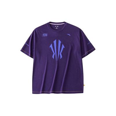 Kyrie Series Letter Logo Print Round Neck Short Sleeve Drop Shoulder T-Shirt Unisex T-Shirts Deep-Purple 172421114-3