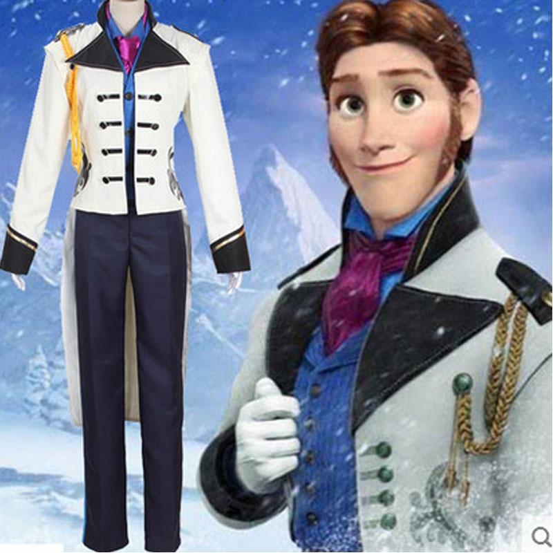 Exquisite Halloween Prince Hans Cosplay Costume With Elegant White Uniform Charming Suits Party Tag M=US XS