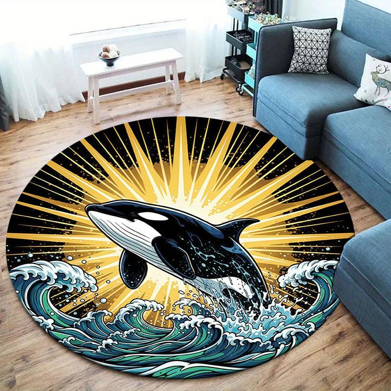 Marinelife Round Area Rug,Carpet Rug for Living Room Bedroom Sofa Playroom Decor,Non slip Floor Mat