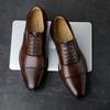 The First Layer of Cowhide Wood Root Business Dress British Style Leather Shoes Men's Three Joints Genuine Leather Oxford Shoes Pointed Men's Shoes B