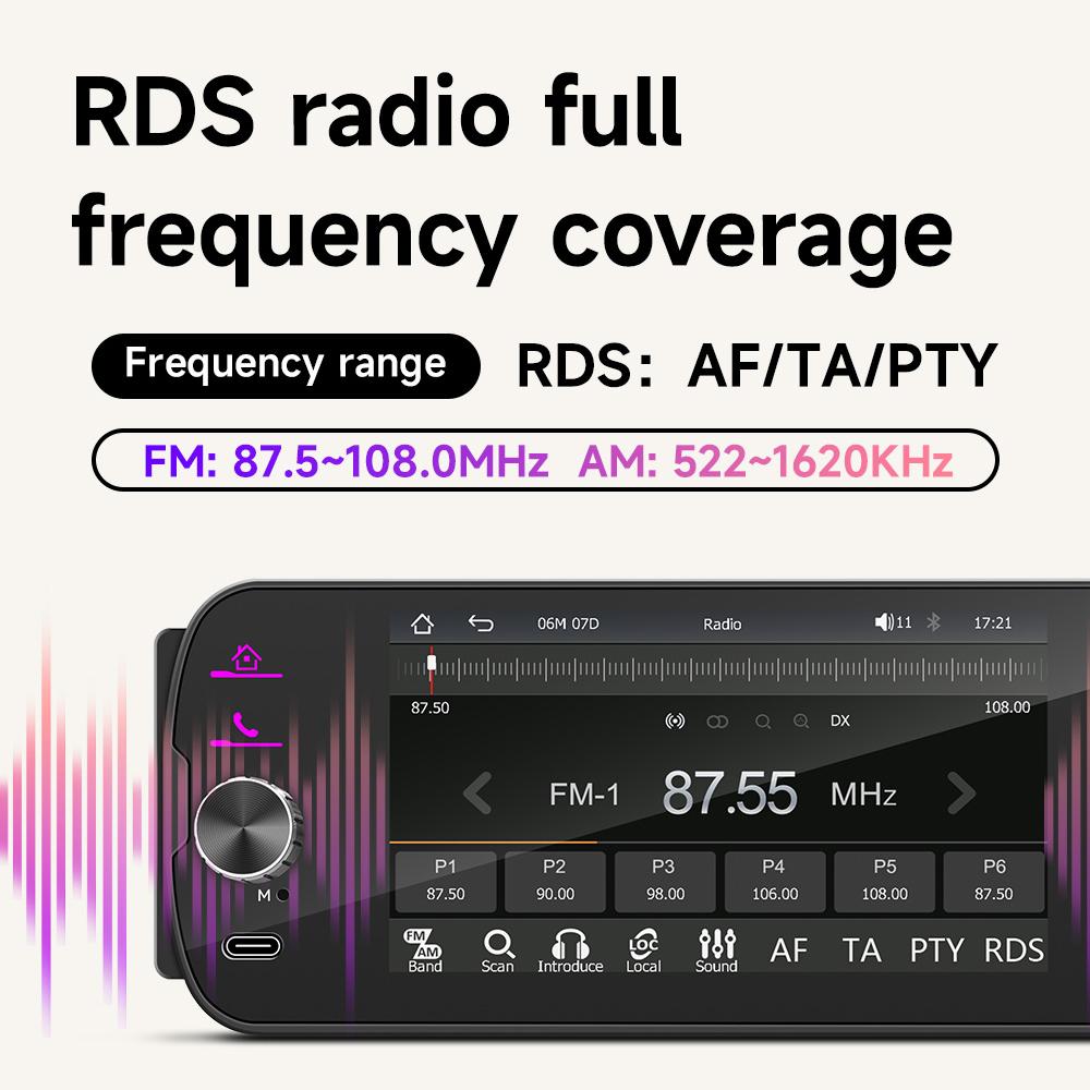 2026 Multifunctional 1 Din 5inch Car Radio Multimedia Mp5 Player Supports Wireless CarPlay Android-auto MorrirLink Car Stereo Bluetooth FM AM RDS USB