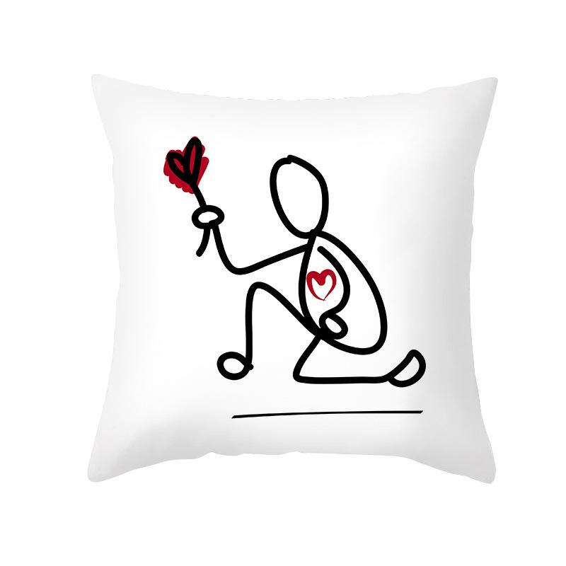 Valentine's Day Pillow Cover Couple Love Cushion Cover Peach Skin Fur Home Bedroom Sofa Cushion Cover
