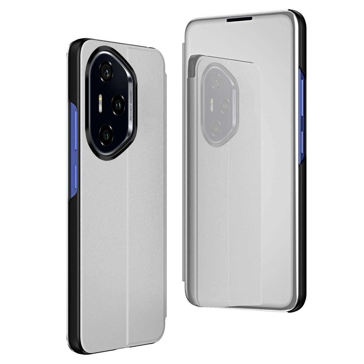 

Чехол для Honor 300 Pro с окошком для просмотра, подставкой, кожаный откидной чехол для телефона Silver