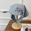 Rural Style Triangle Headscarf Hat Plaid Strappy Bandana Cap Retro Headscarf Baseball Hat  Travel