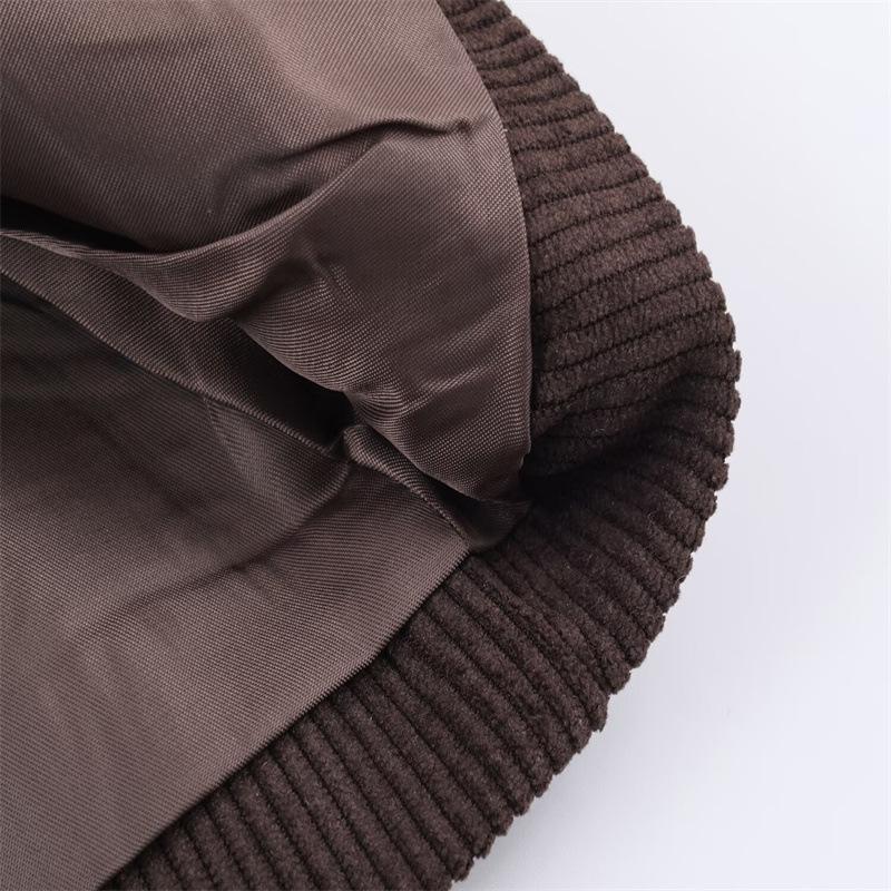 European & American Style Women's Corduroy Blazer and Wide-Leg Pants Set