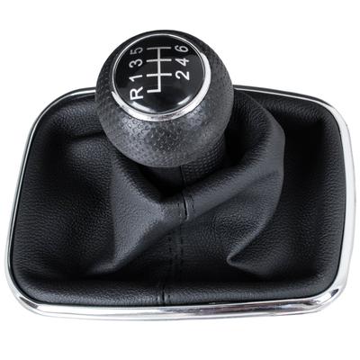 VW Golf IV 97-03 Gear Shift Knob Black + Gaiter with Chrome Frame, 6-Speed, 12mm Hole