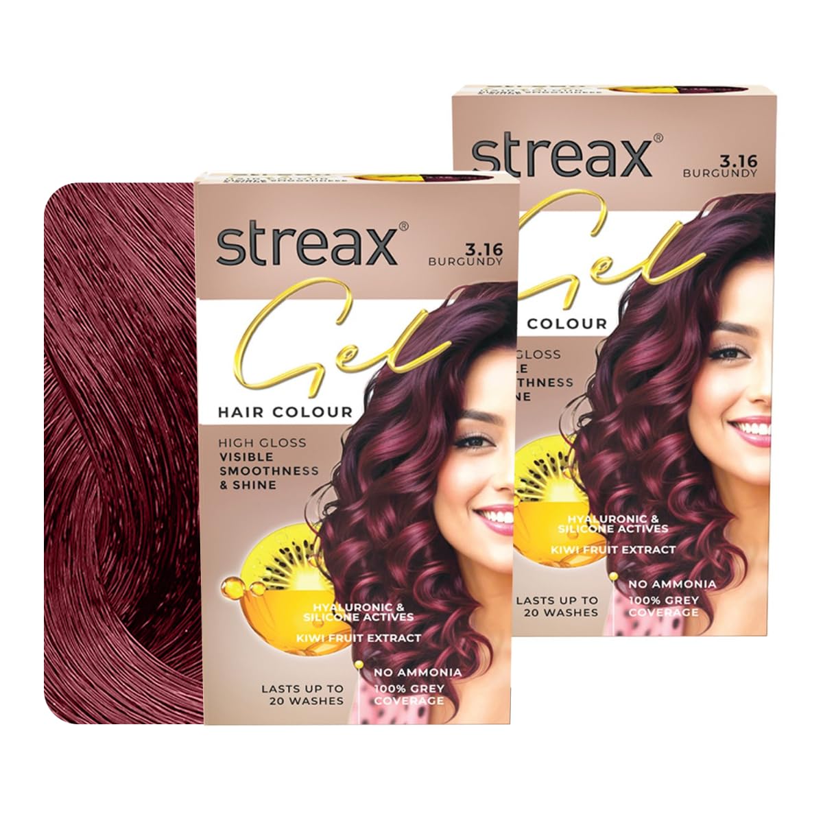 

Streax Гель-краска для волос для женщин и мужчин Бургунди 3.16 150 мл Упаковка из 2 штук Стойкое закрашивание седины