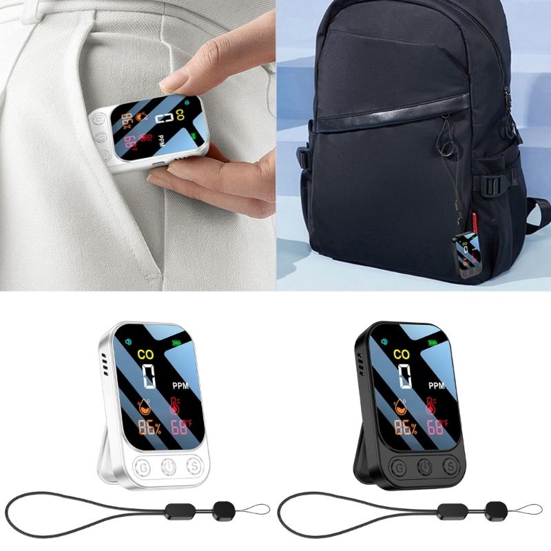 Easy Carry  Small  Carbon Monoxides Alarm with CO Temperature Humidity Detection & LED Screen ABS for Multiple Scene Use