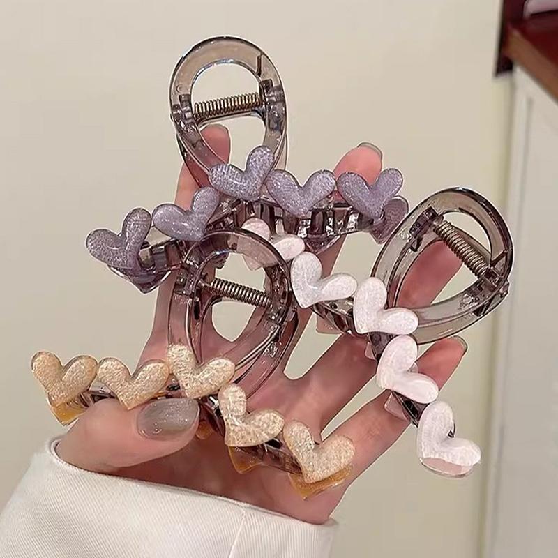 Elegant Jelly Hjerte Hårklype Akryl Sklisikker Sterk Hai Hårklemme For Kvinner Jenter Sommer Hodeplagg Tilbehør