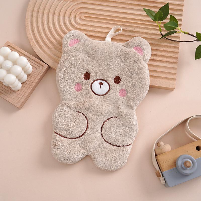 New Arrival Adorable Cartoon Hand Towel Coral Fleece Hanging Handkerchief With Embroidery Ideal For Southeast Asian Kitchens
