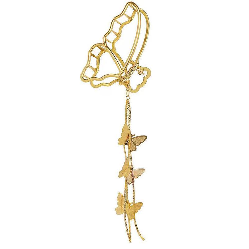 Butterfly Hair Claw Vintage Long Pendant Metal Hair Clips Crab Elegant Geometric Hairpins For Women Hair Accessories