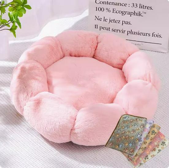 All-Season Plush Flower Pet Bed for Cats, Dogs & Rabbits