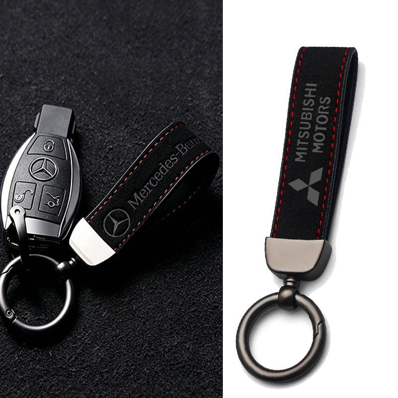 Portachiavi in Camoscio con Logo Auto Portachiavi Regalo per Mitsubishi Mercedes Benz Uomo Donna Portachiavi