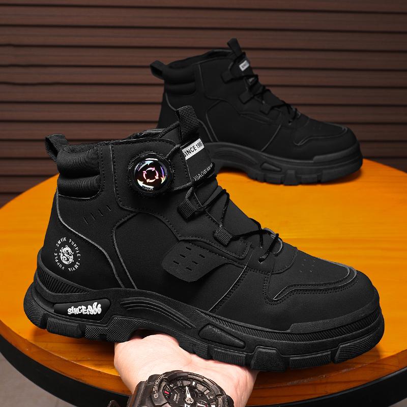 Pánské boty podzimní a zimní ležérní žluté boty protiskluzové outdoorové boty měkká podrážka módní mládež rotační tkaničky pracovní boty