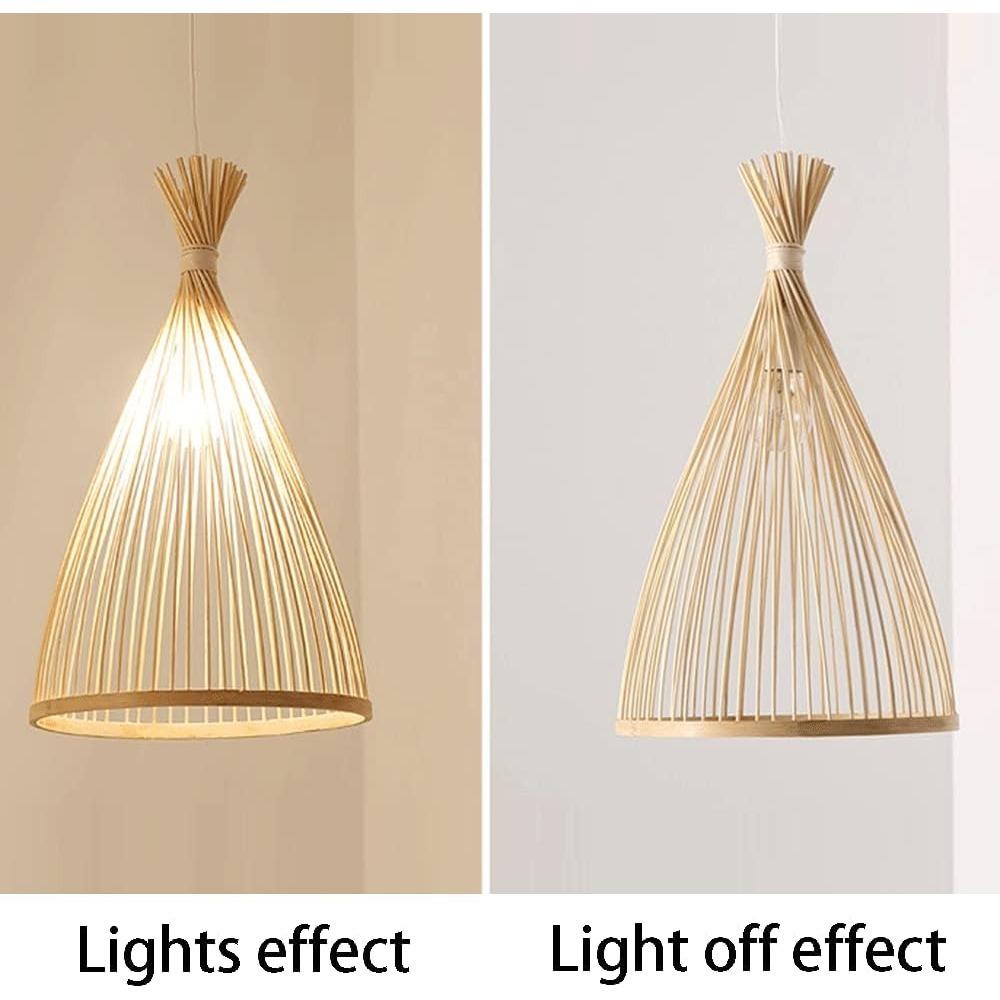 JOYINLED Japanese Style Bamboo Pendant Light Wabi Sabi Rattan Chandelier E27 LED Ceiling Hanging Lamp for Cafe Bar Home Decor