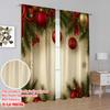2pcs,2D Plane Printing Contemporary Curtains Christmas Baubles Fir Branches Snowflakes Versatile Durable Polyester (without Rod)
