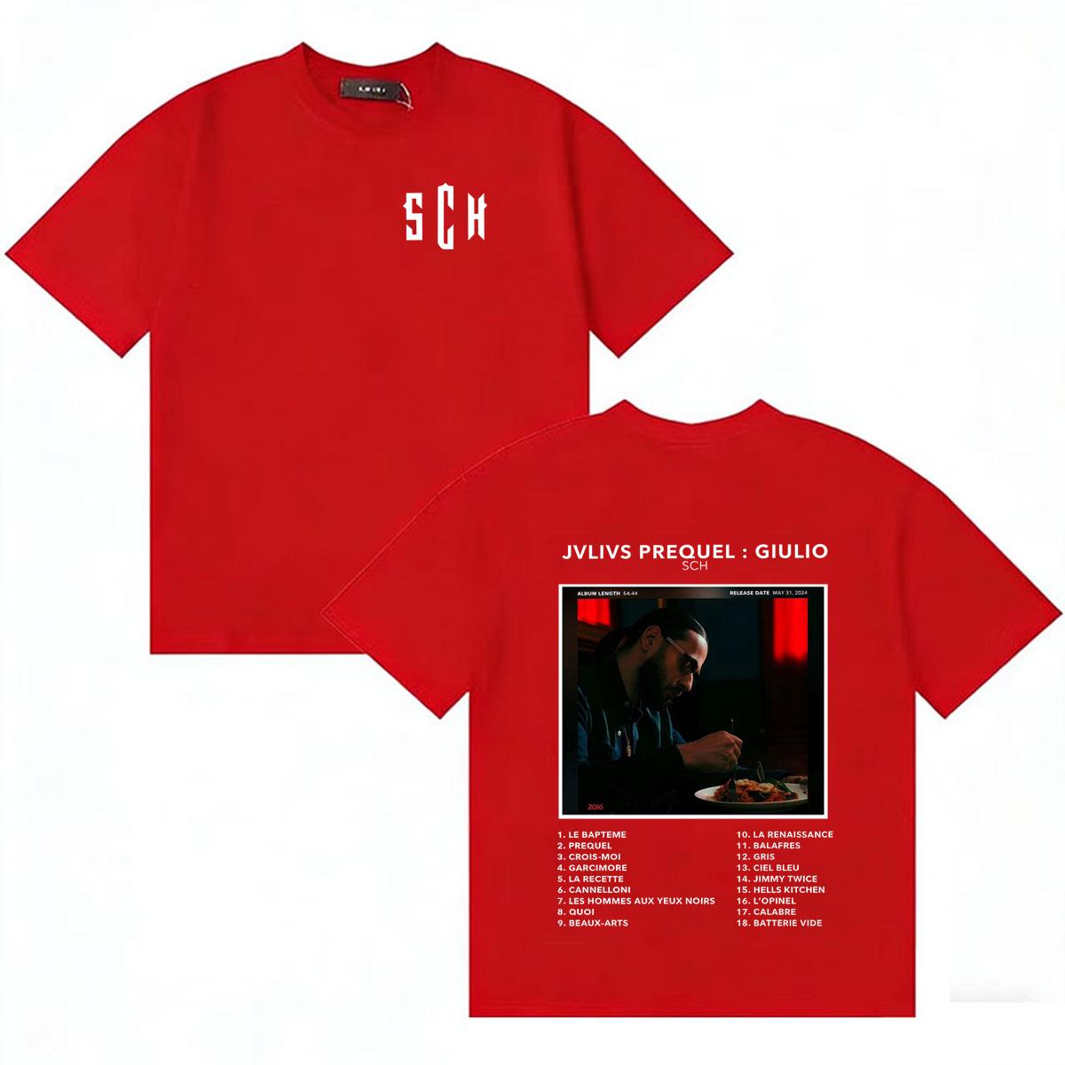 

Rapper SCH JVLIVS Prequel Album Cover Graphic Fashion Double Sided Casual Retro Unisexs Women Y2K Pure Cotton Cozy Tshirt Teenagers S