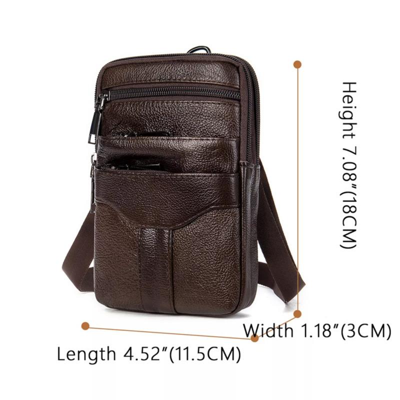 Men's Genuine Leather Crossbody Shoulder Bag Small Multi-pocket Messenger Bag