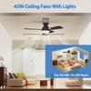 Variable Frequency Smart Ceiling Fan Light for Living Room & Bedroom - Silent, with Adjustable LED