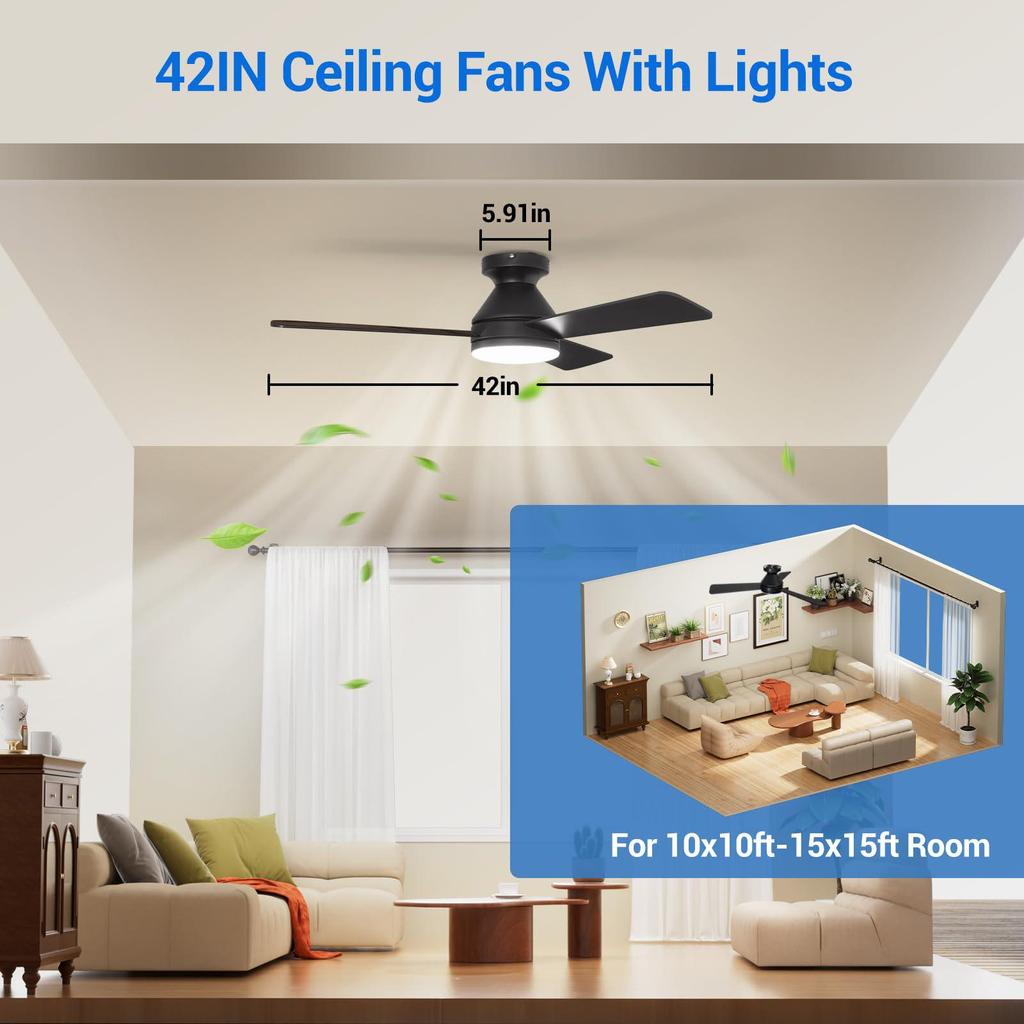 Variable Frequency Smart Ceiling Fan Light for Living Room & Bedroom - Silent, with Adjustable LED