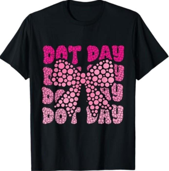 Happy Dot Day Coquette Bow Teacher T-Shirt Unisex T-Shirt L