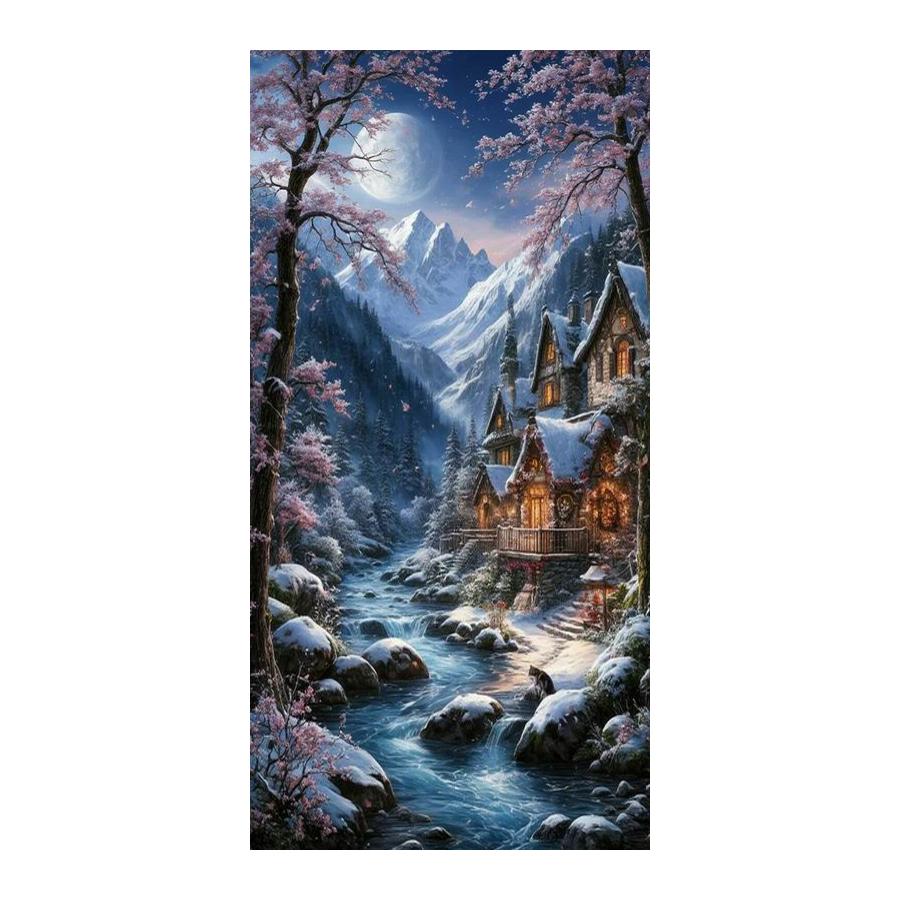 Winter Scenery House Large Size Diamond Painting New Collection Diy Full Square Round Drill Rhinestone Embroidery Mosaic Cross Stitch Kits Wall Decor